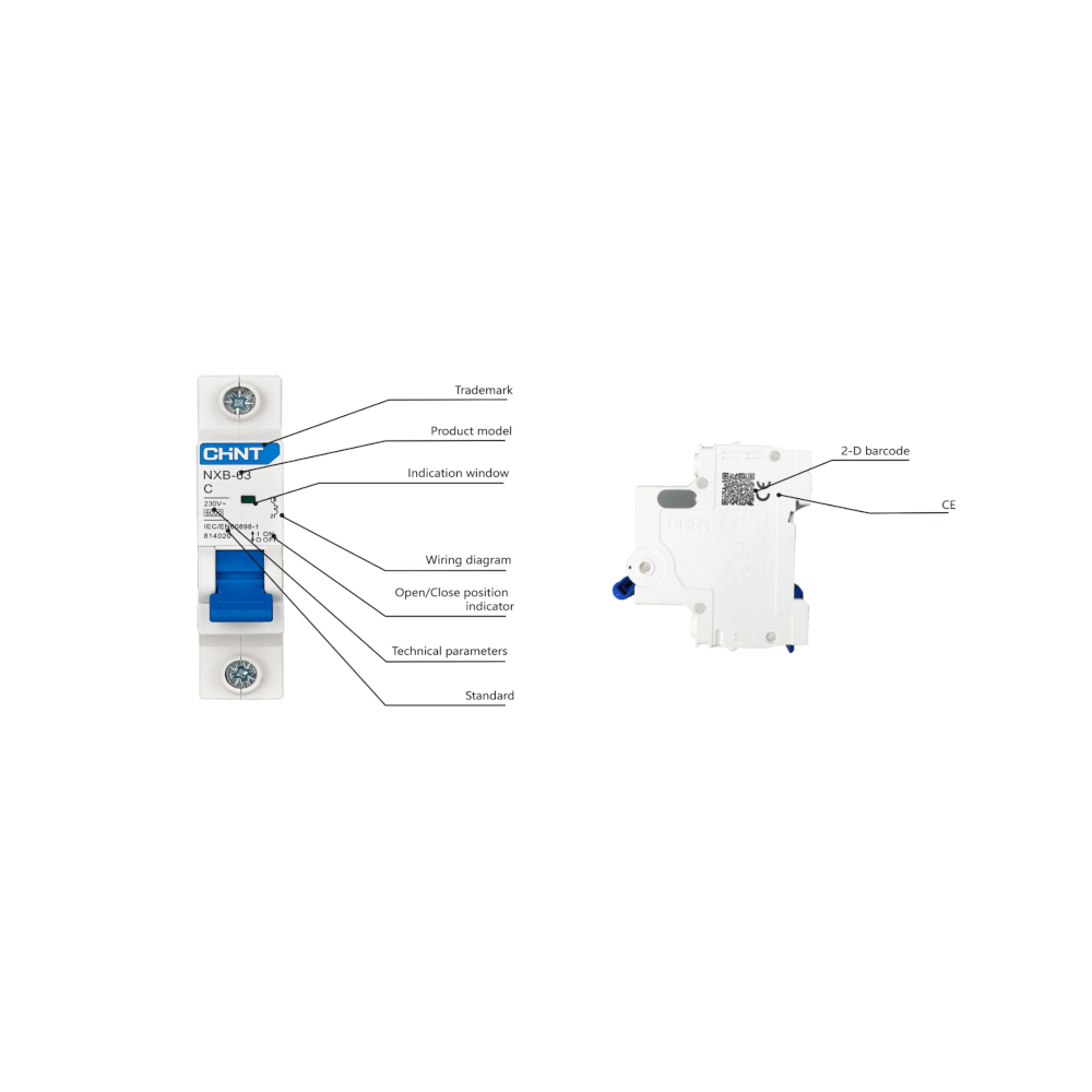 เซอร์กิตเบรกเกอร์ 10 แอมป์ 2 โพล 10KA CHINT MCB NXB-63 2P 10A AC230V TYPE C_4